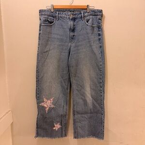 Old Navy Light Blue Flare Leg Jeans with Star Embroidered
